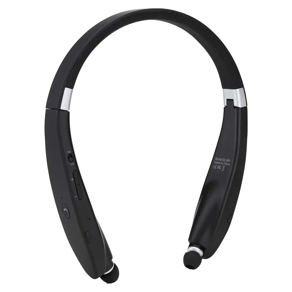 gernie Bluetooth Neckband Headphones 16H Playtime Noise Isolating Earbuds Foldable Design Retractable Earbuds Sports Sweatproof Crystal Clear Calls (Black)