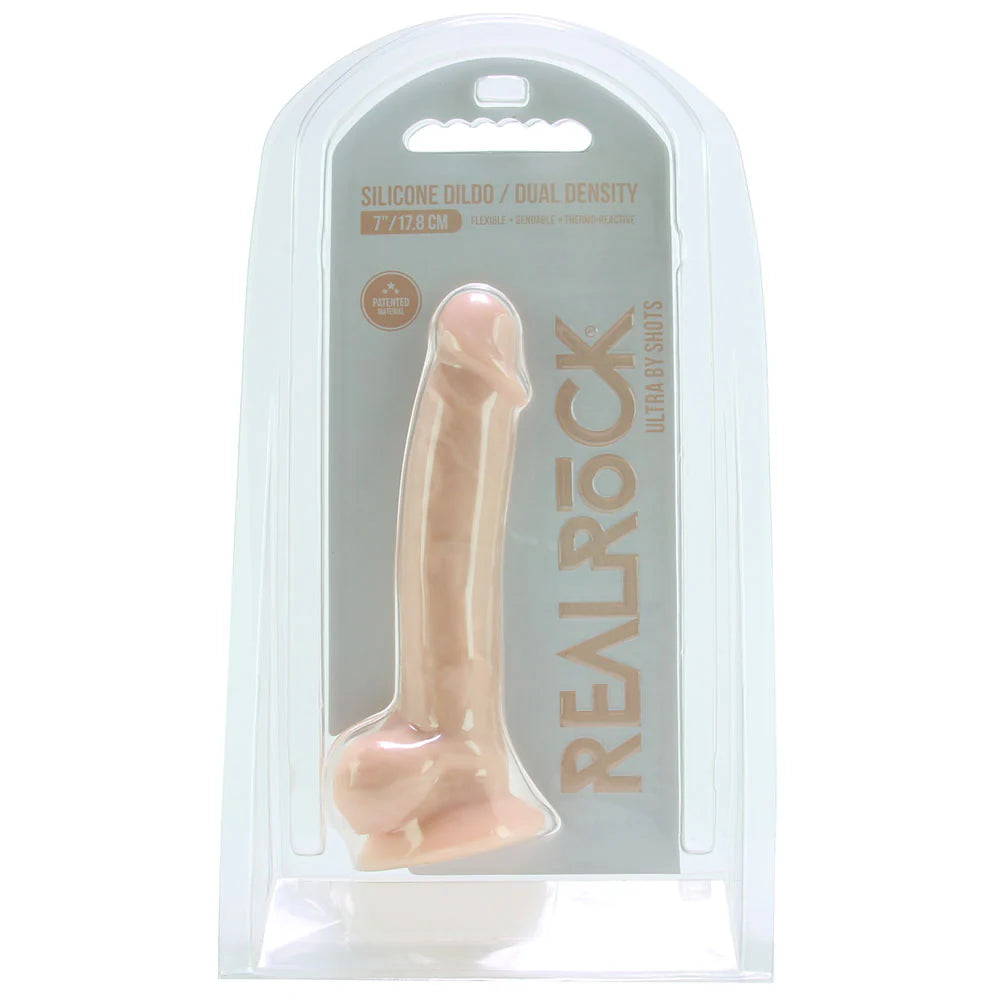 RealRock 7 Inch Silicone Dildo with Balls in Flesh