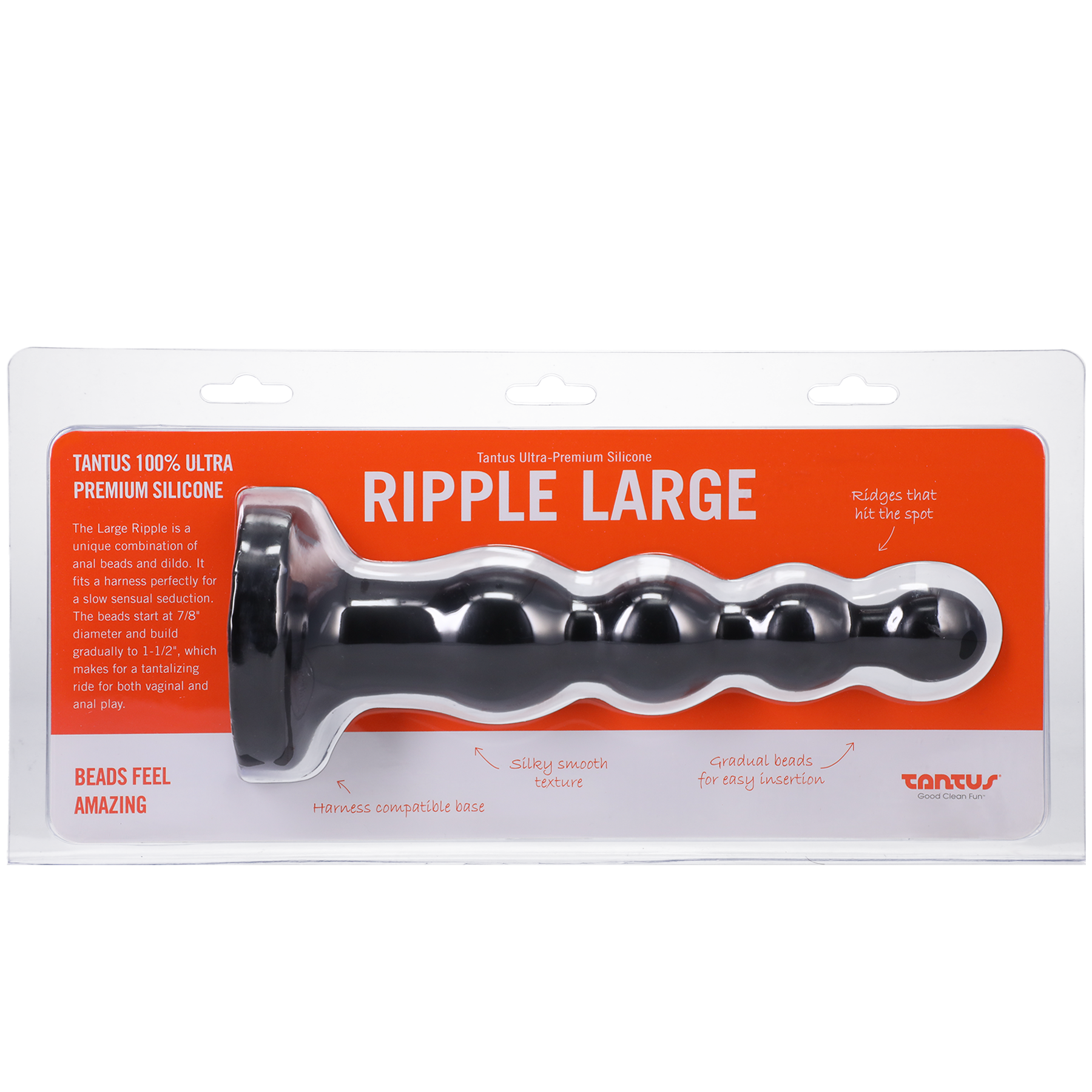 Tantus Silicone Large Ripple Butt Plug Black