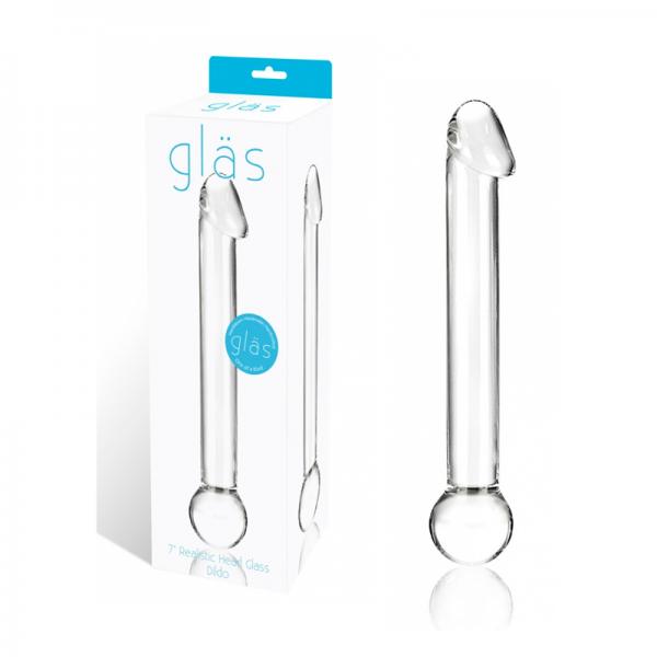 Glas 7 inches Realistic Head Glass Dildo Clear