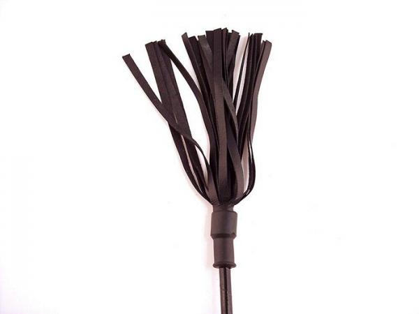 Rouge Leather Wooden Handle Riding Crop Black